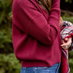 Heavily Waffled Sweater Tee -Women's Clothing Store untitled 9830