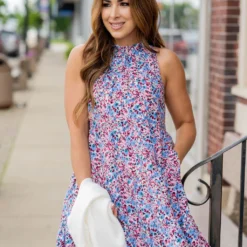 Wildflowers Cinched Tie Neck Tank Dress -Women's Clothing Store untitled 9842