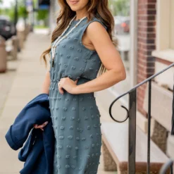 Textured Dot Cinched Neck Dress -Women's Clothing Store untitled 9852 25663192 e47f 4a54 a725 c260ecab2d65