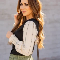 Dotted Lines Sleeve Tee -Women's Clothing Store untitled 9858 656793