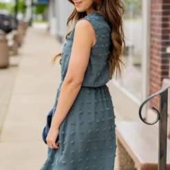 Textured Dot Cinched Neck Dress -Women's Clothing Store untitled 9867 031c3fe9 11ae 4d46 9a71 06bb0cedf0e9