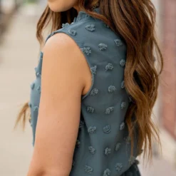 Textured Dot Cinched Neck Dress -Women's Clothing Store untitled 9868