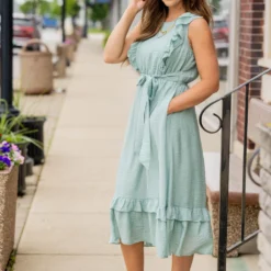 Classy Ruffle Accented Midi Dress -Women's Clothing Store untitled 9869