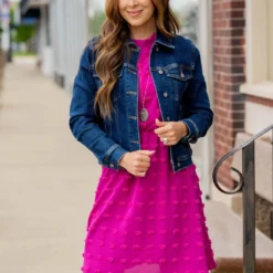 Textured Dot Cinched Neck Dress -Women's Clothing Store untitled 9872