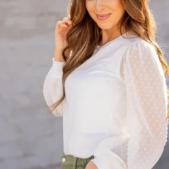 Swiss Dot Long Sleeve Blouse 39 Swiss Dot Long Sleeve Blouse -Women's Clothing Store untitled 9874 784636