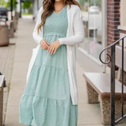 Smocked Top Tiered Midi Dress 14 Smocked Top Tiered Midi Dress -Women's Clothing Store untitled 9904