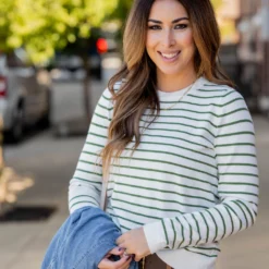 Everyday Striped Sweater Tee -Women's Clothing Store untitled 9926