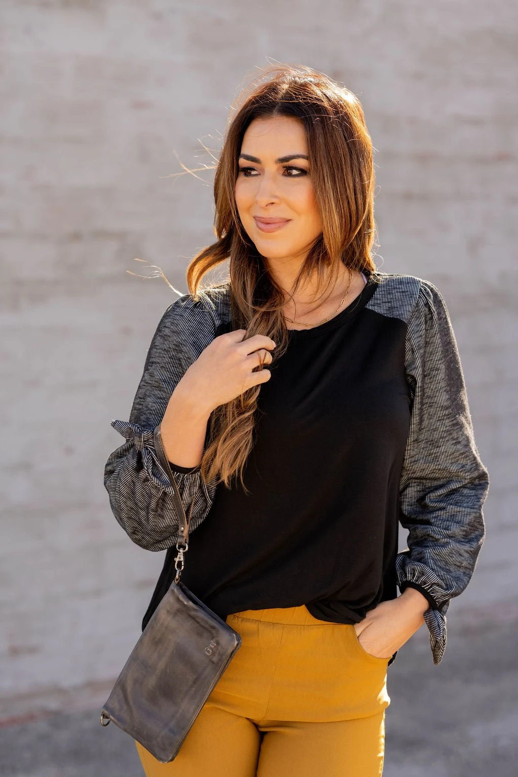 Ribbed Tie Sleeve Tee 3 Ribbed Tie Sleeve Tee - Image 3