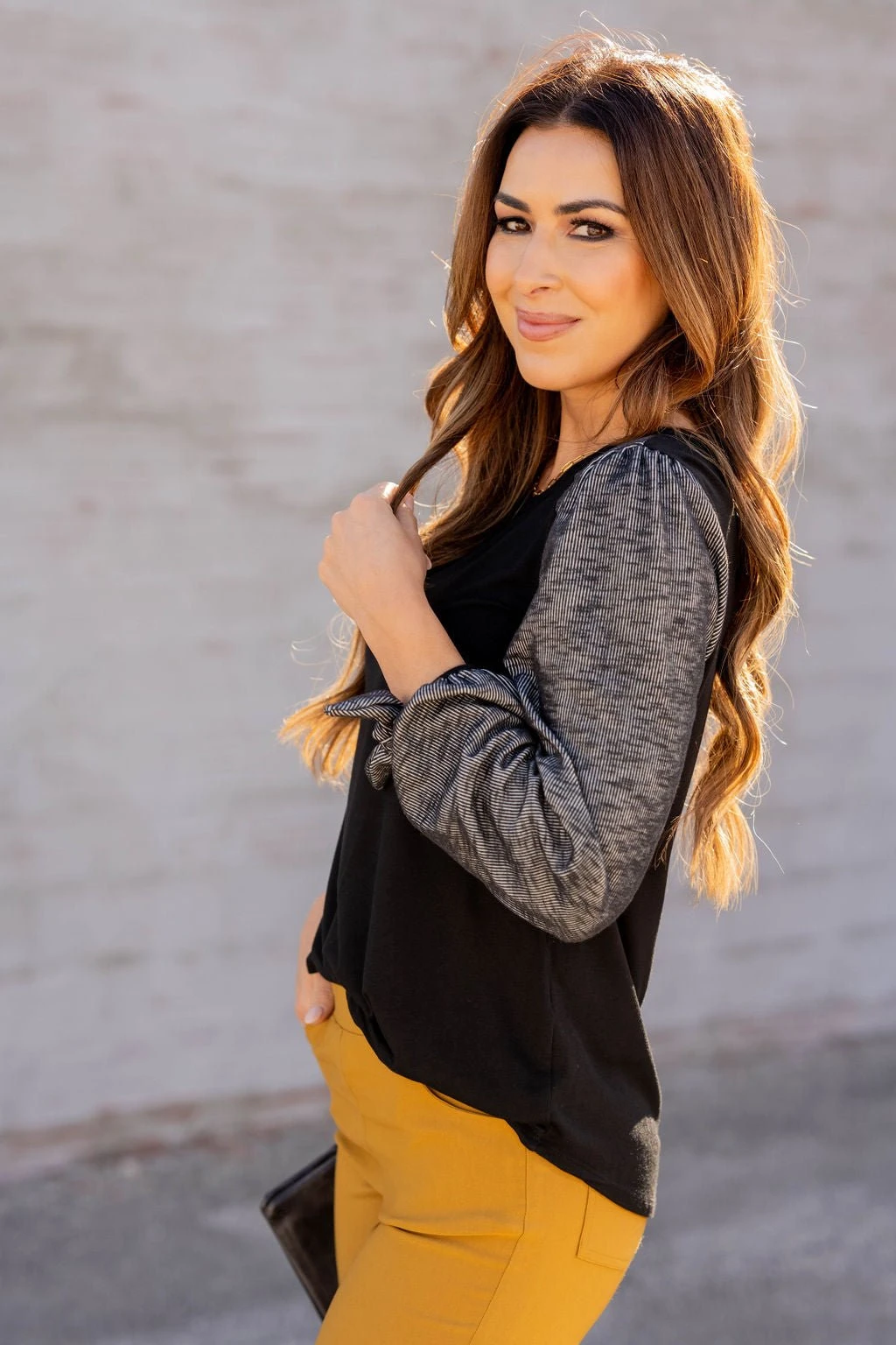 Ribbed Tie Sleeve Tee 16 Ribbed Tie Sleeve Tee - Image 16