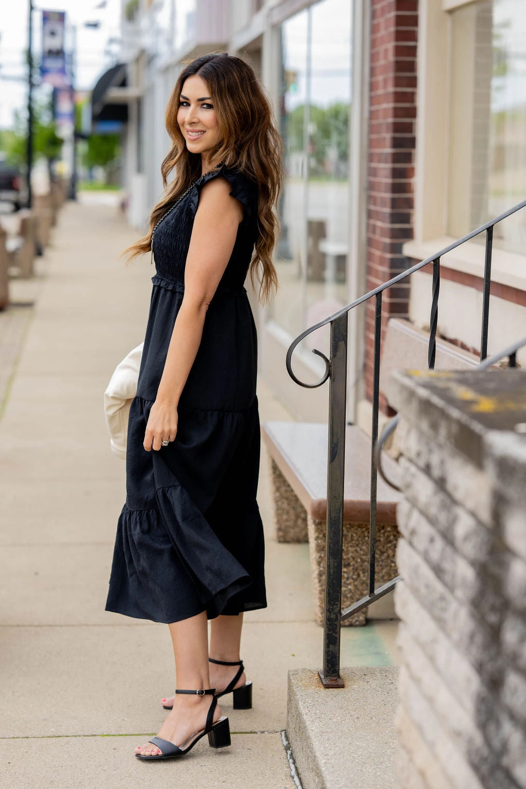 Smocked Top Tiered Midi Dress 9 Smocked Top Tiered Midi Dress - Image 9