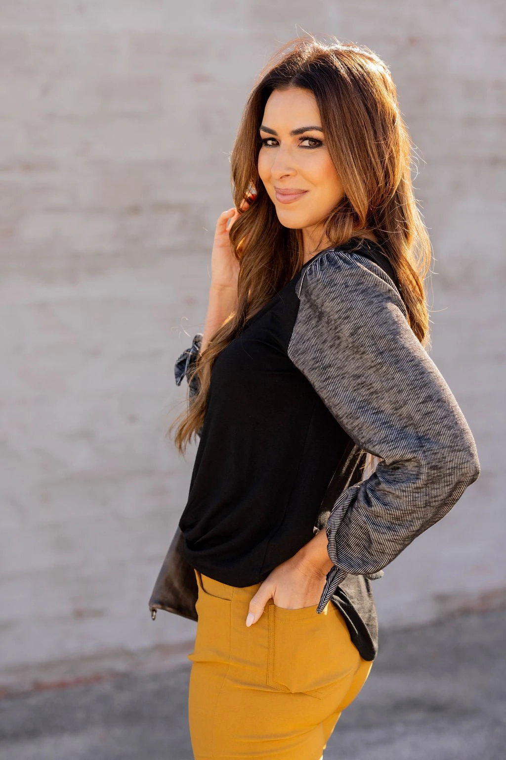 Ribbed Tie Sleeve Tee 18 Ribbed Tie Sleeve Tee - Image 18