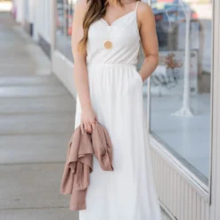Draped Collar Thin Strapped Maxi Dress