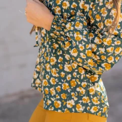 Floral Cinched Trim Tie Blouse 28 Floral Cinched Trim Tie Blouse -Women's Clothing Store untitled 9959 307929