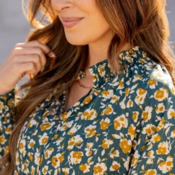 Floral Cinched Trim Tie Blouse 31 Floral Cinched Trim Tie Blouse -Women's Clothing Store untitled 9973 537899