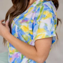 Watercolor Strokes Cuffed Sleeve Dress -Women's Clothing Store untitled 9985 692861b5 6f28 4266 8e93 48631026c527