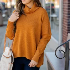 Waffled Turtleneck Sweater Tee -Women's Clothing Store waffled turtleneck sweater tee 150039