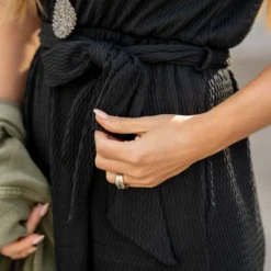 Woven Textured Ruffle Trim Tie Dress 25 Woven Textured Ruffle Trim Tie Dress -Women's Clothing Store woven textured ruffle trim tie dress 398816