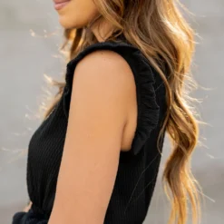 Woven Textured Ruffle Trim Tie Dress 24 Woven Textured Ruffle Trim Tie Dress -Women's Clothing Store woven textured ruffle trim tie dress 454960