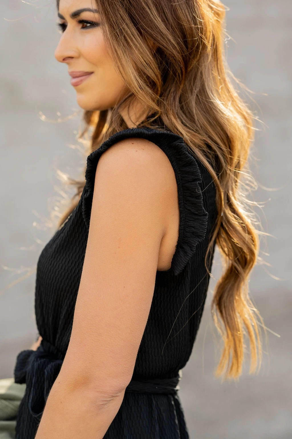 Woven Textured Ruffle Trim Tie Dress 5 Woven Textured Ruffle Trim Tie Dress - Image 5