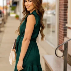 Woven Textured Ruffle Trim Tie Dress 32 Woven Textured Ruffle Trim Tie Dress -Women's Clothing Store woven textured ruffle trim tie dress 513966