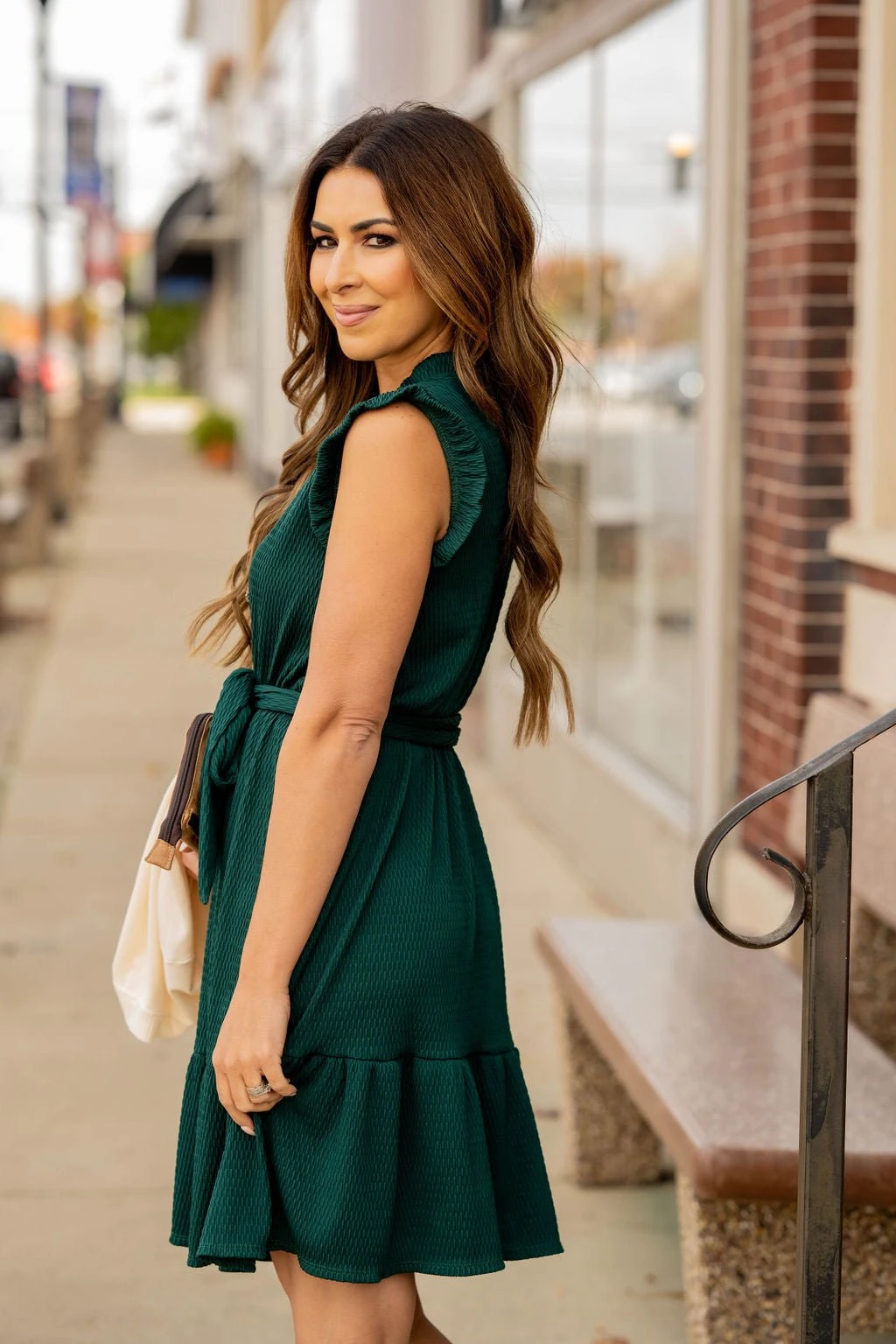 Woven Textured Ruffle Trim Tie Dress 13 Woven Textured Ruffle Trim Tie Dress - Image 13