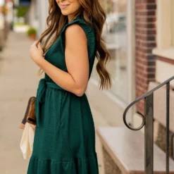 Woven Textured Ruffle Trim Tie Dress 31 Woven Textured Ruffle Trim Tie Dress -Women's Clothing Store woven textured ruffle trim tie dress 696500