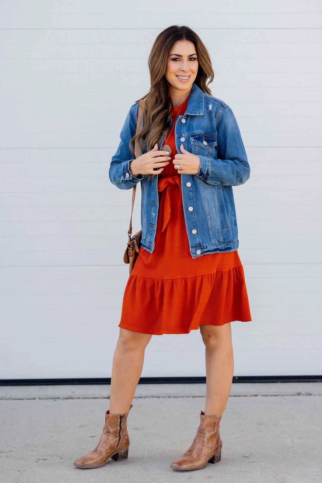 Woven Textured Ruffle Trim Tie Dress 14 Woven Textured Ruffle Trim Tie Dress - Image 14