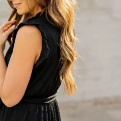 Woven Textured Ruffle Trim Tie Dress 27 Woven Textured Ruffle Trim Tie Dress -Women's Clothing Store woven textured ruffle trim tie dress 828903